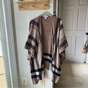 Nine West Plaid Brown and Black Poncho